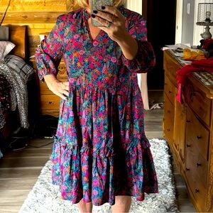 J. Crew Floral V-Neck Dress. Size Large